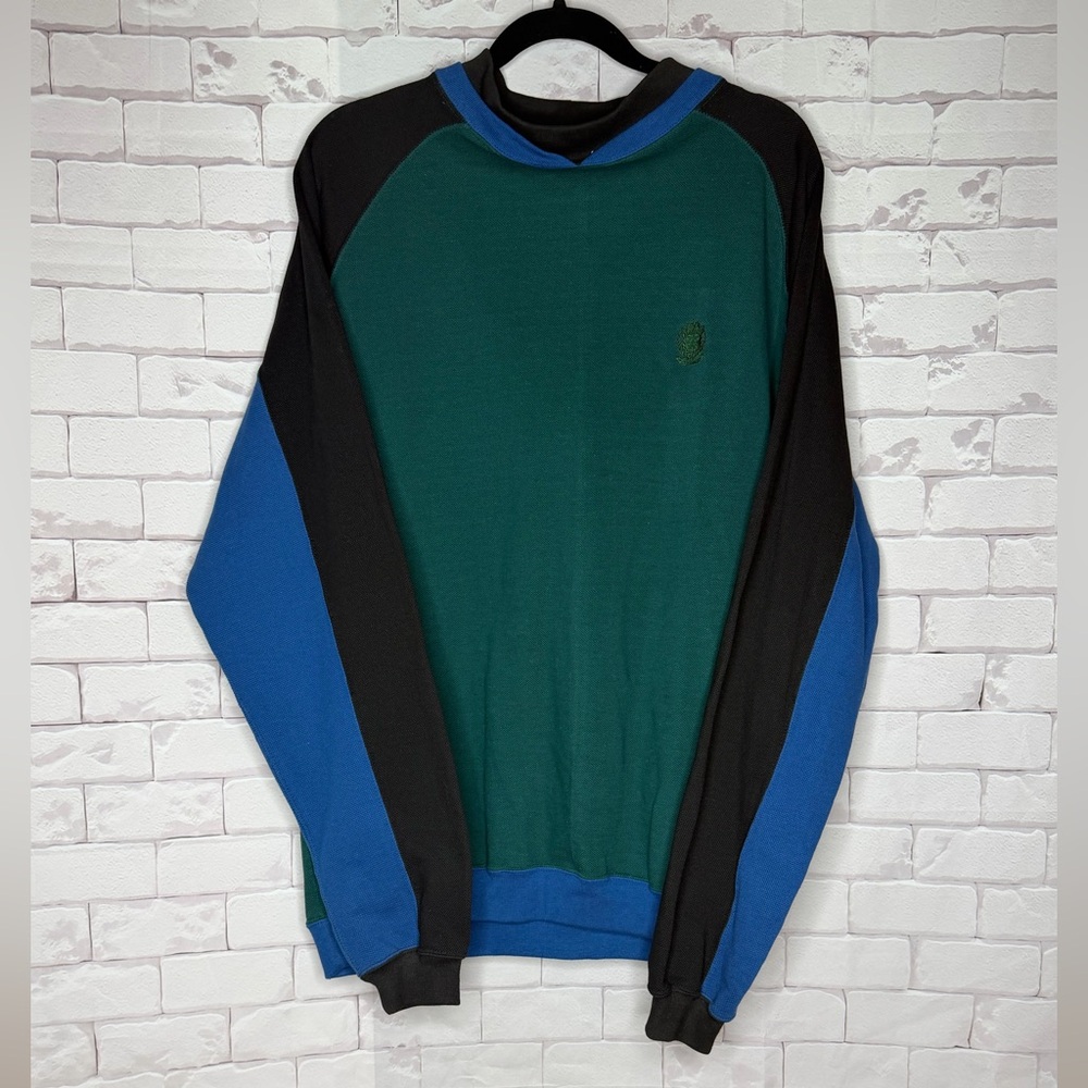 Vintage NWT Ivanhoe‎ Colorblock Crewneck Sweater – Green/Blue/Black - Sz XL